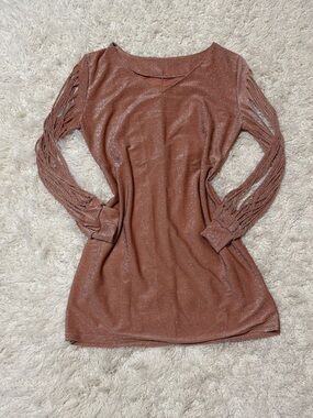NWOT Amazon Womens 5XL Shimmery Rust dress with Braided Cutout Sleeves